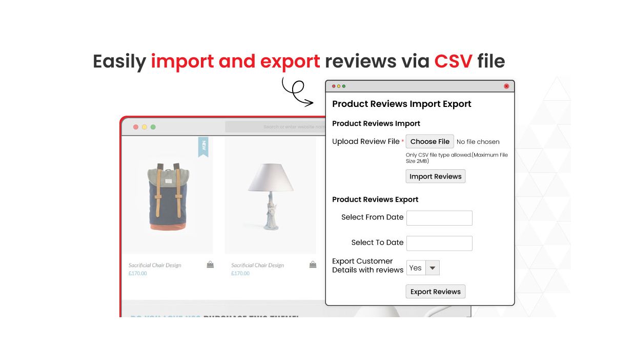 1. Quick import and export reviews via CSV file 1. Quick import and export reviews via CSV file