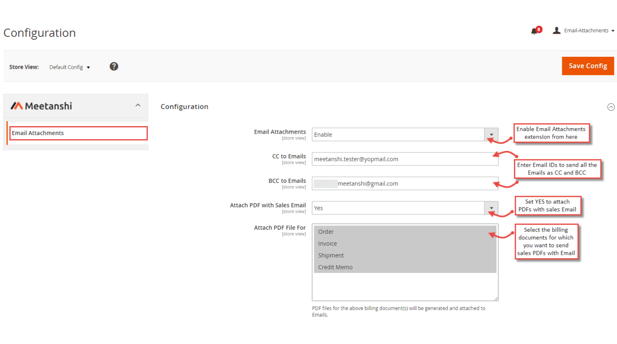 1. Configuration Email Attachments