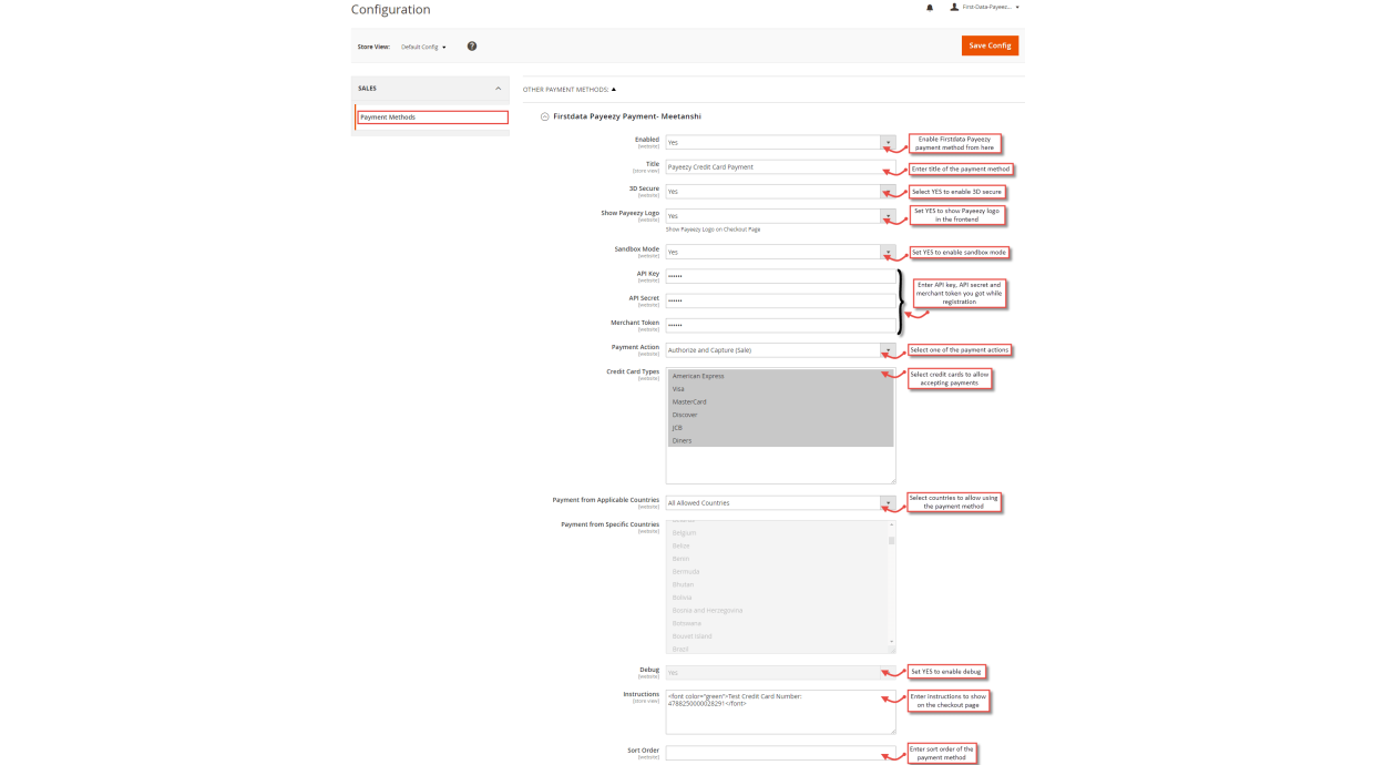1. Configuration Firstdata Payeezy Payments 1. Configuration Firstdata Payeezy Payments