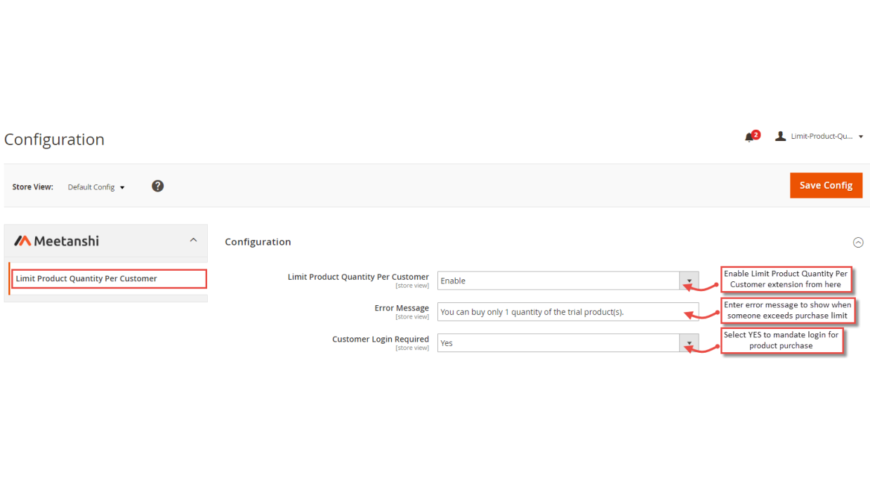 1. Configuration Limit Quantity Per Customer 1. Configuration Limit Quantity Per Customer