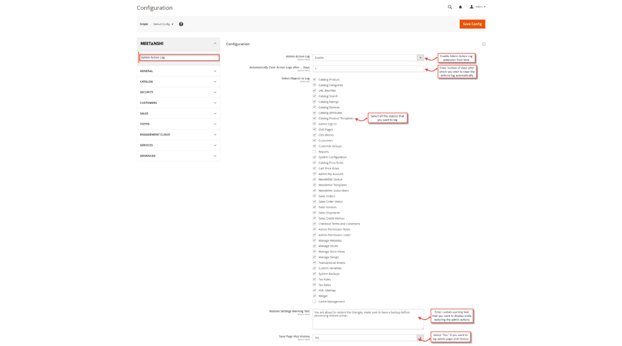 1. Configuration M2 Admin Action Log 1. Configuration M2 Admin Action Log