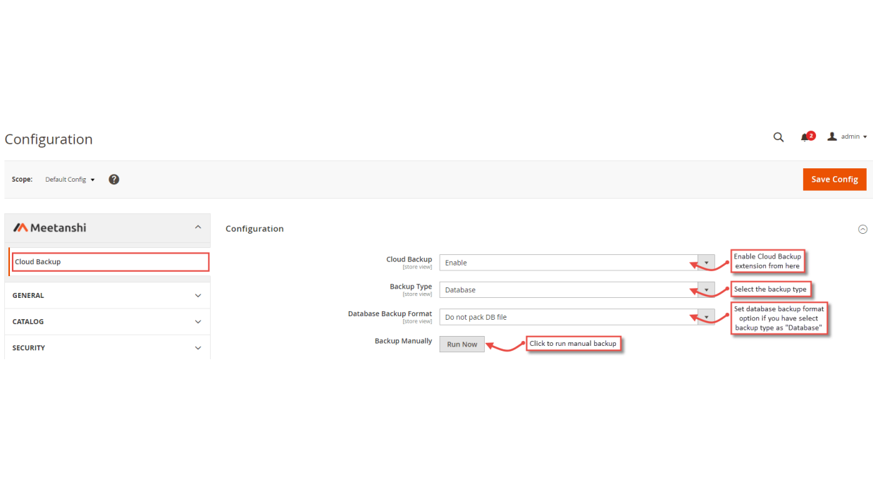 1. Configuration M2 Cloud Backup
