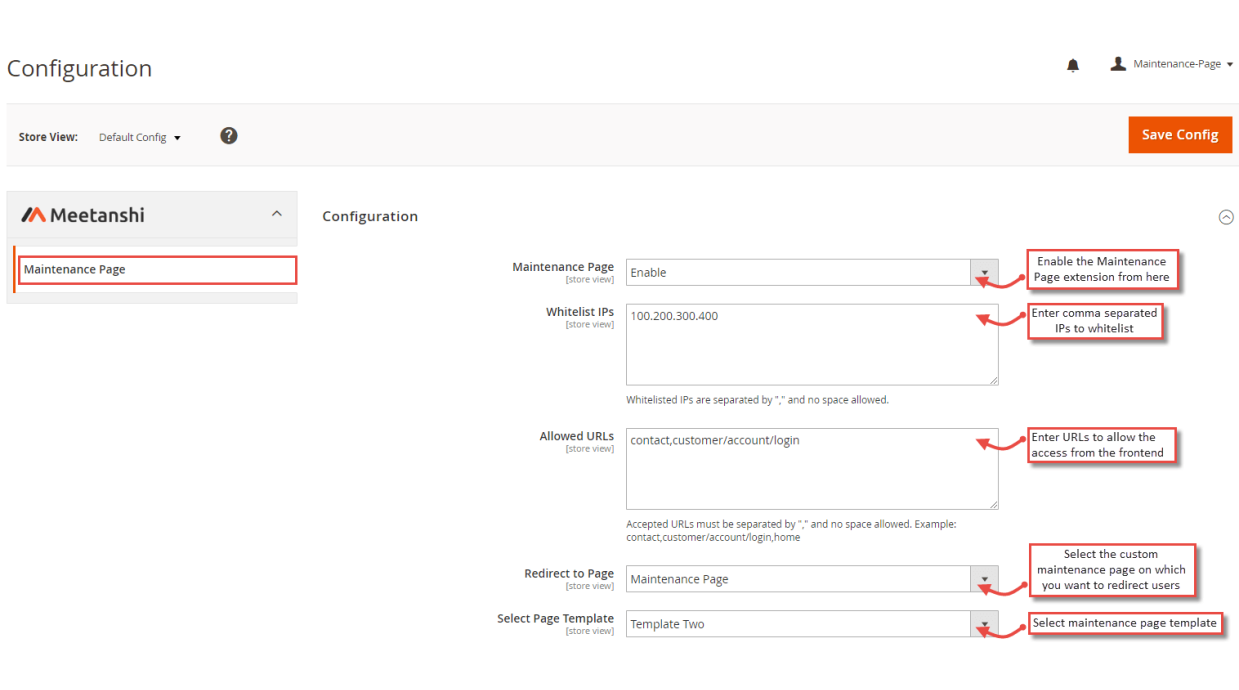 1. Configuration M2 Maintenance Page 1. Configuration M2 Maintenance Page
