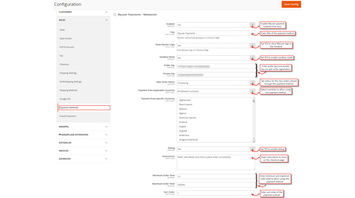 1. Configuration M2 MyUser Payments 1. Configuration M2 MyUser Payments