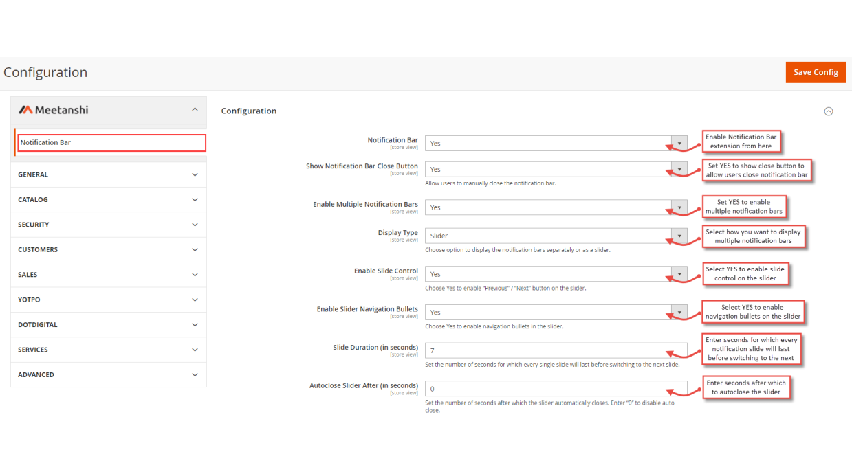 1. Configuration M2 Notification Bar