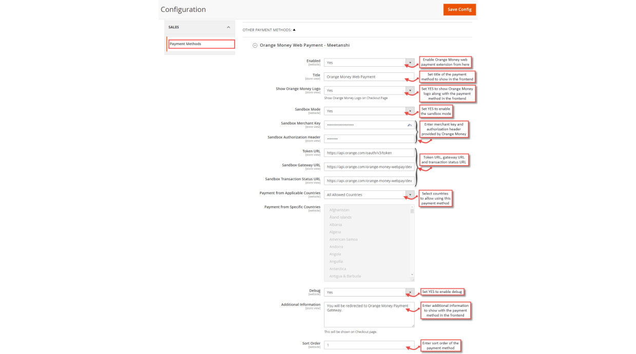 1. Configuration M2 Orange Money Web Payment 1. Configuration M2 Orange Money Web Payment