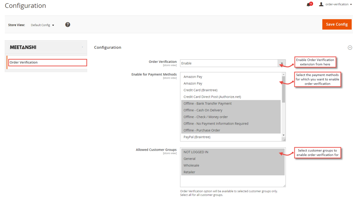1. Configuration M2 Order Verification