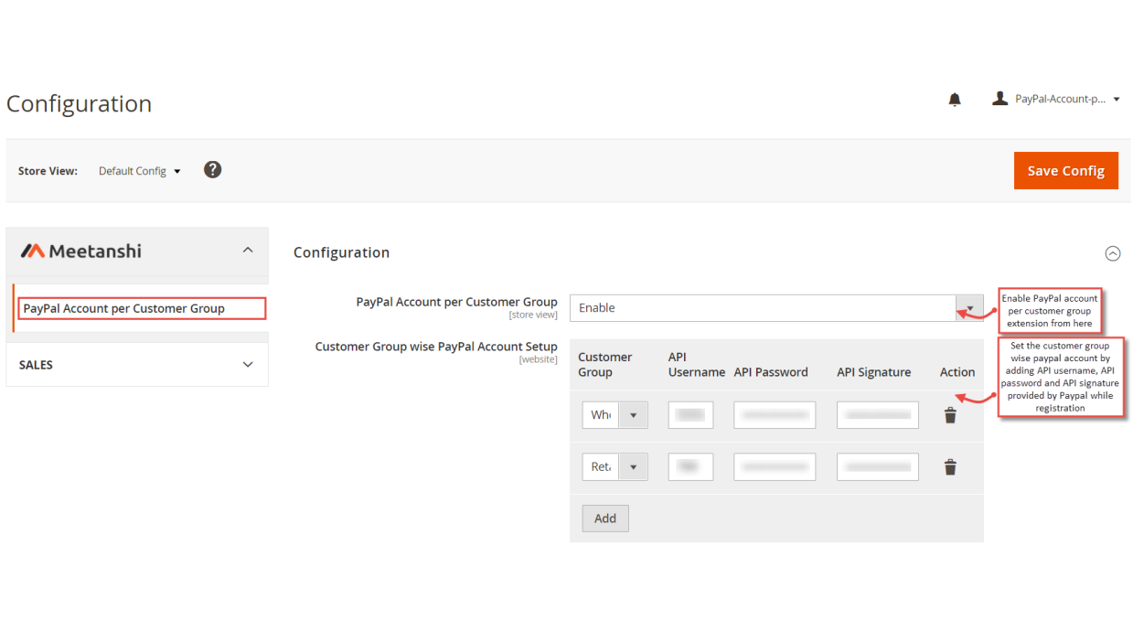 1. Configuration M2 PayPal Account Per Customer Group