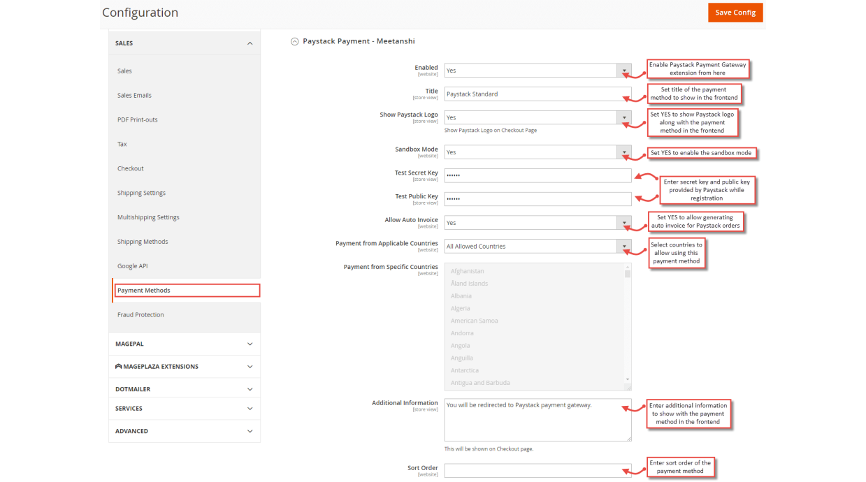 1. Configuration M2 Paystack