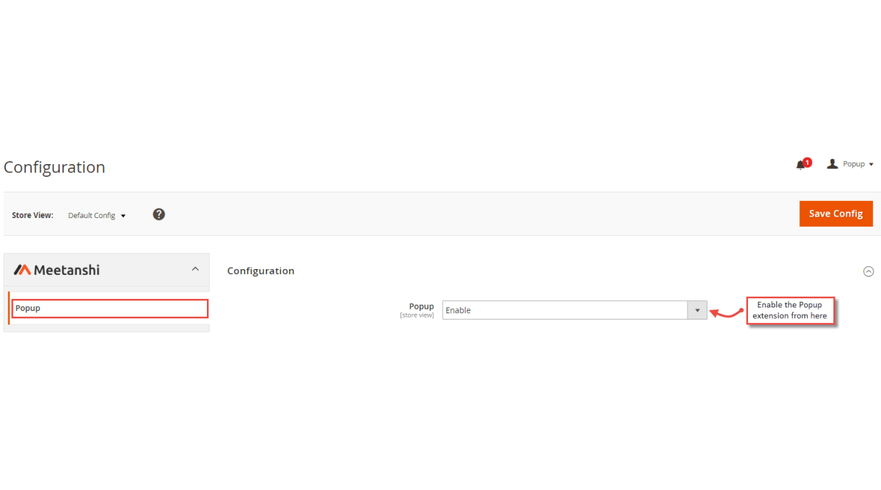 1. Configuration M2 Popup 1. Configuration M2 Popup