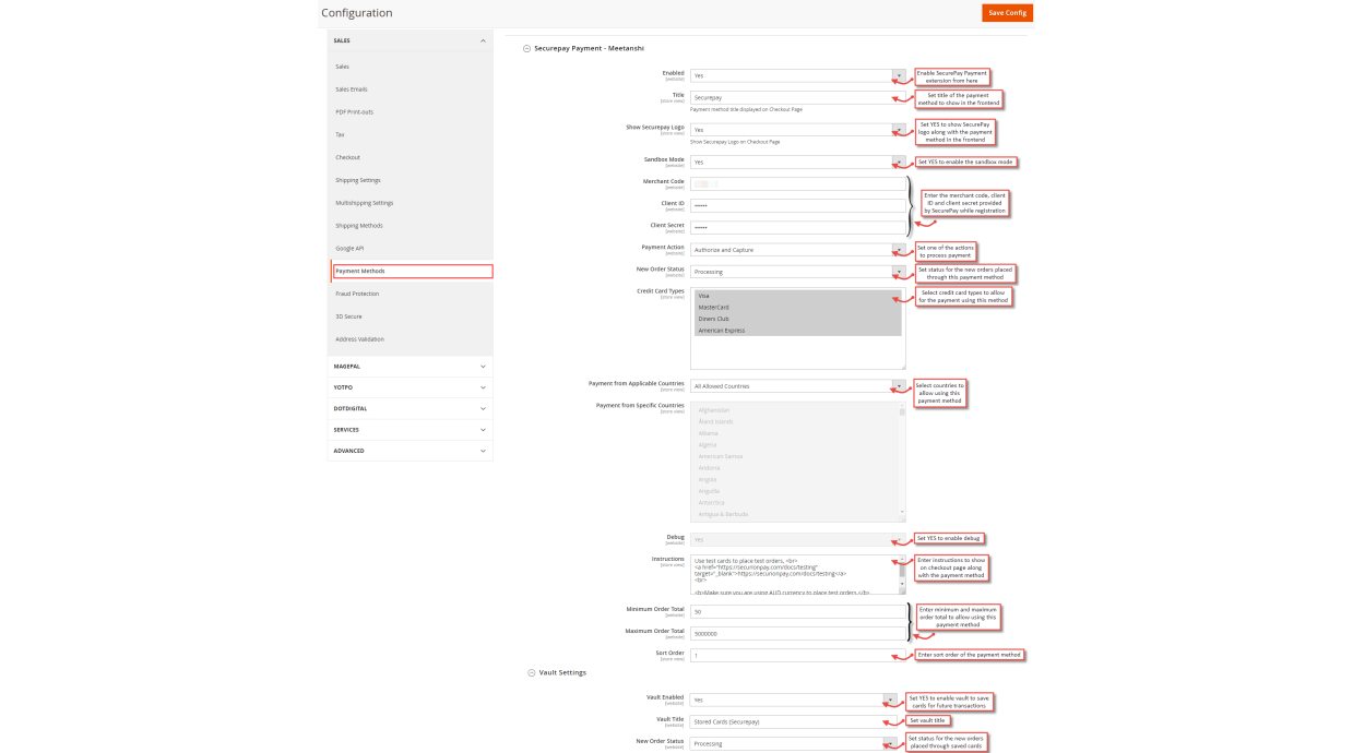 1. Configuration M2 SecurePay Payment