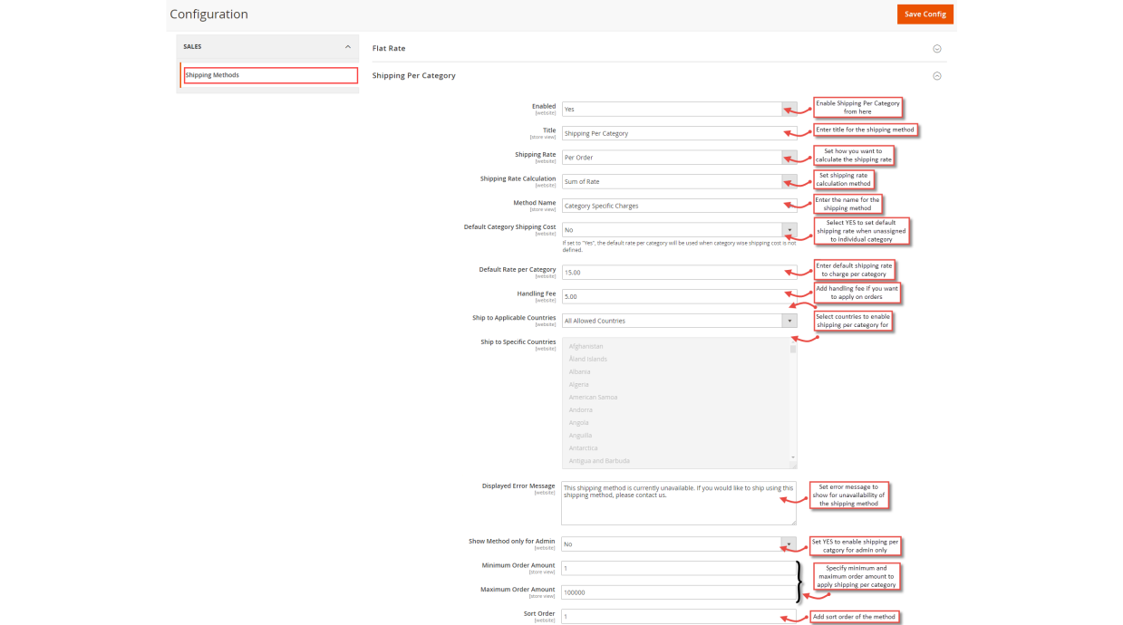 1. Configuration M2 Shipping Per Category 1. Configuration M2 Shipping Per Category