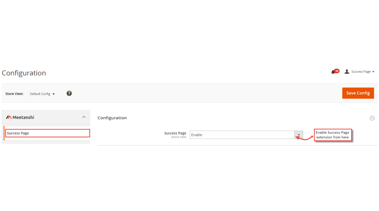 1. Configuration M2 Success Page
