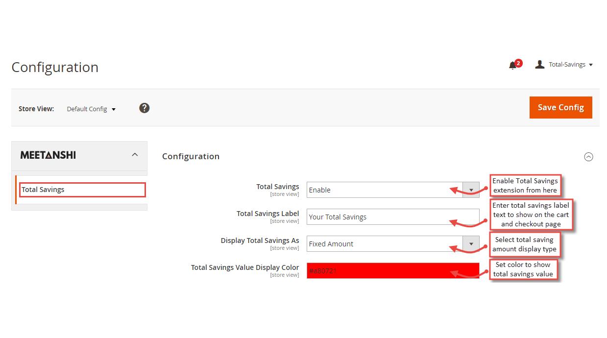 1. Configuration M2 Total Savings 1. Configuration M2 Total Savings