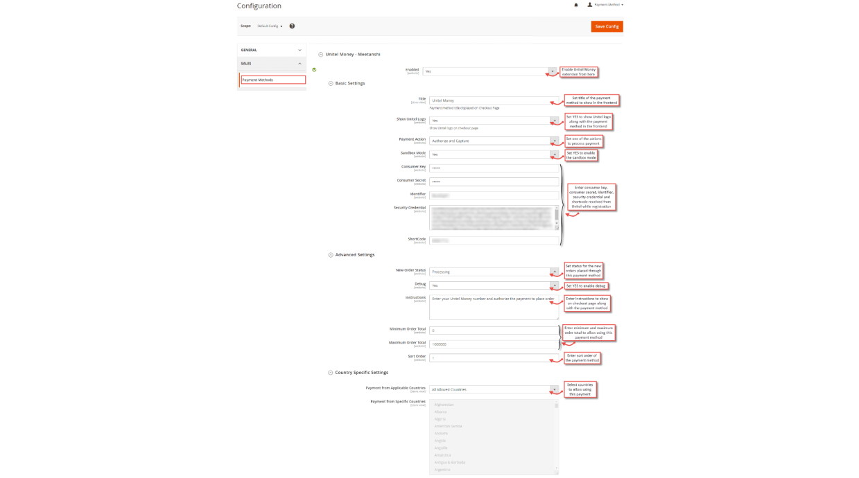 1. Configuration M2 Unitel Money