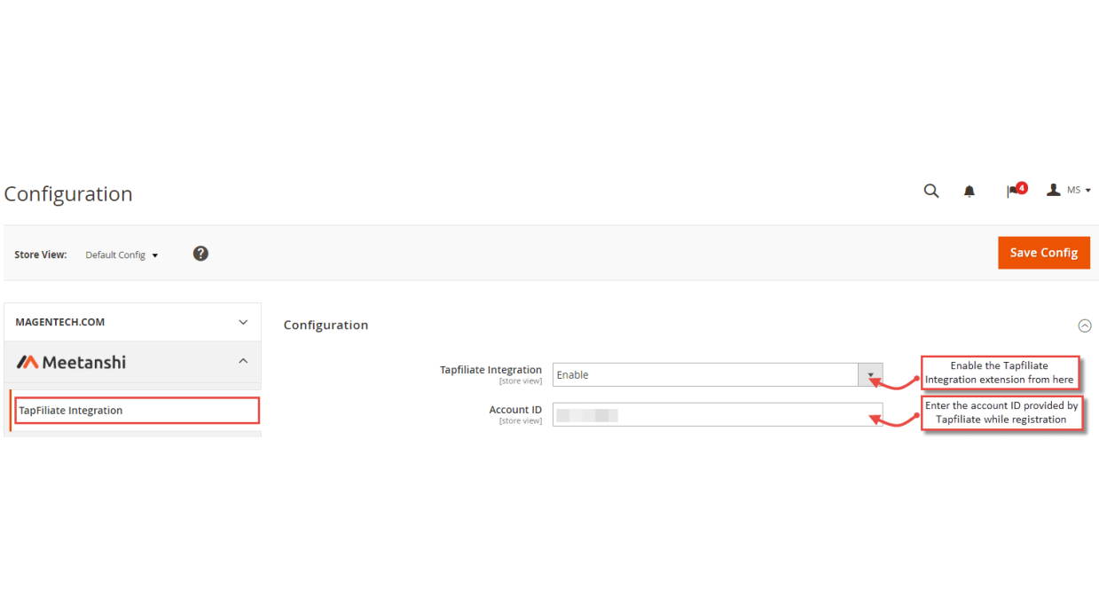 1. Configuration Tapfiliate Integration