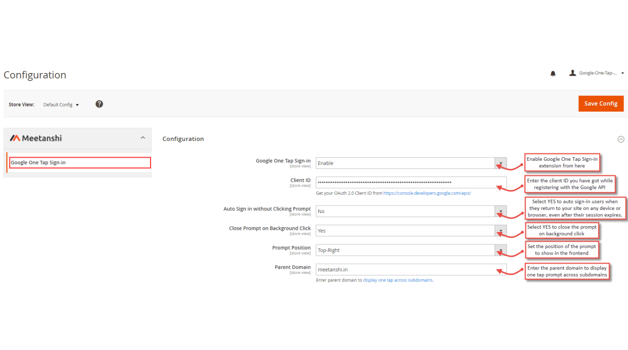 1. Configuration M2 Google One Tap Sign-in