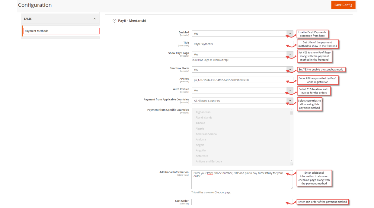 1. Configuration M2 Payfi Payments