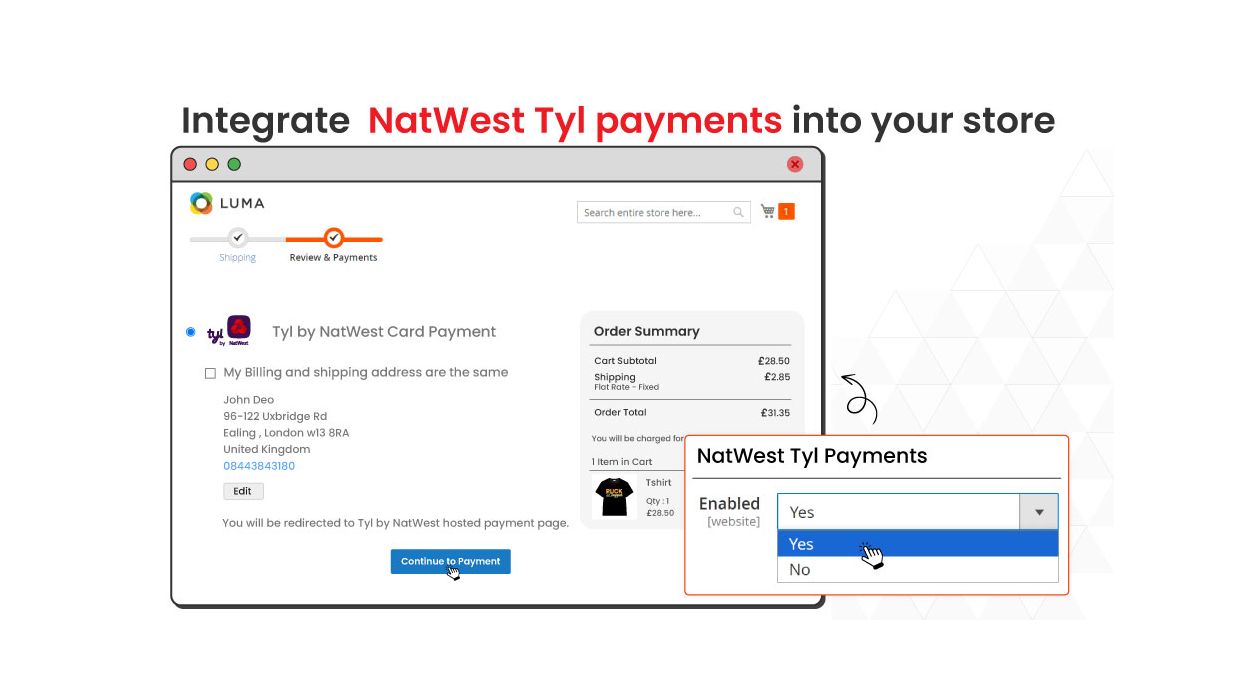 1. Integrate NatWest Tyl payments with Magento 2 store