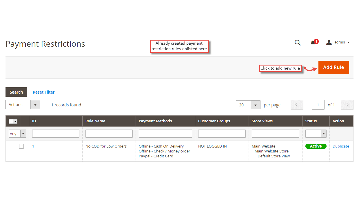 1. Payment Restriction Rules