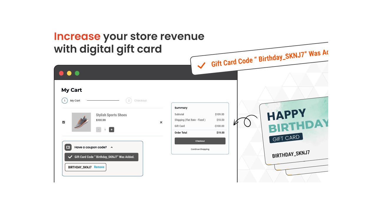 1. Gift card redeem at Checkout