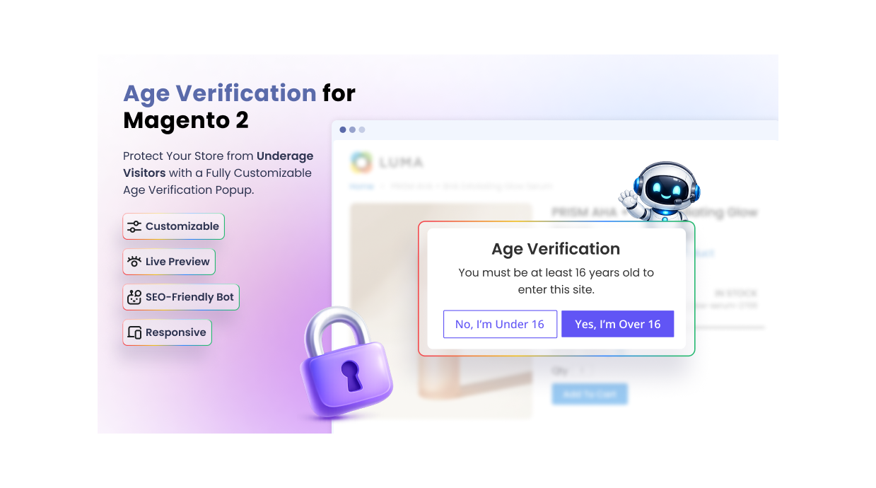 Age verification popup for Magento 2