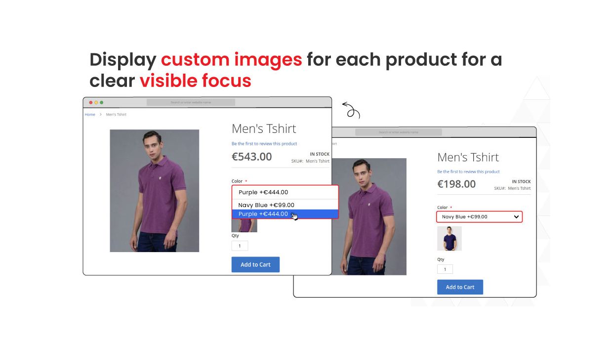 1. Display custom images for each product for a clear visible focus
