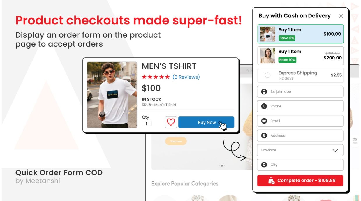 COD order form at Shopify checkout COD order form at Shopify checkout