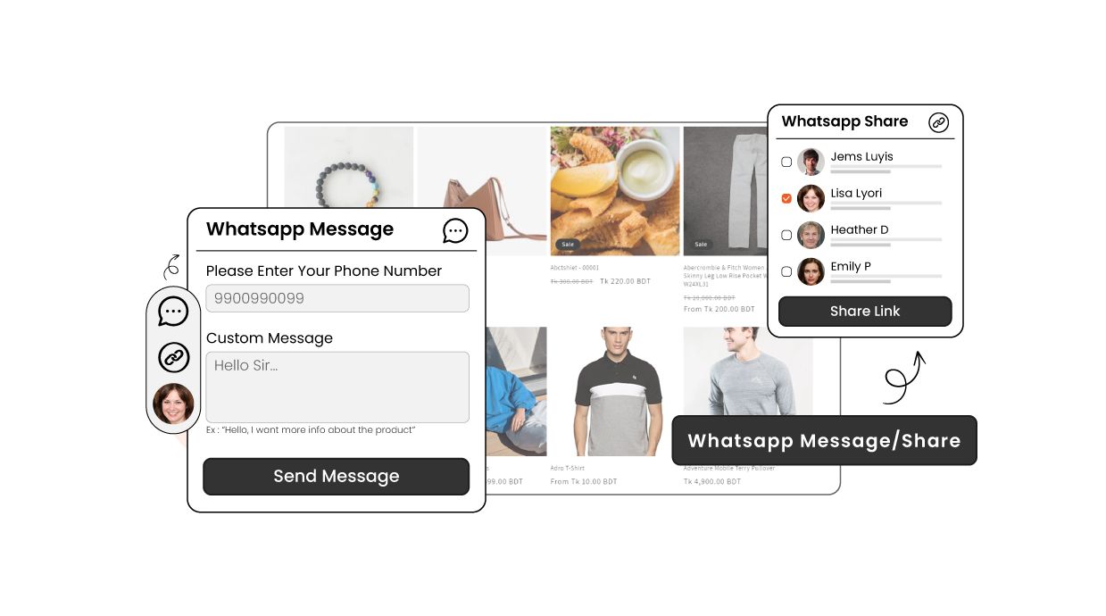 WhatsApp share option on Shopify store