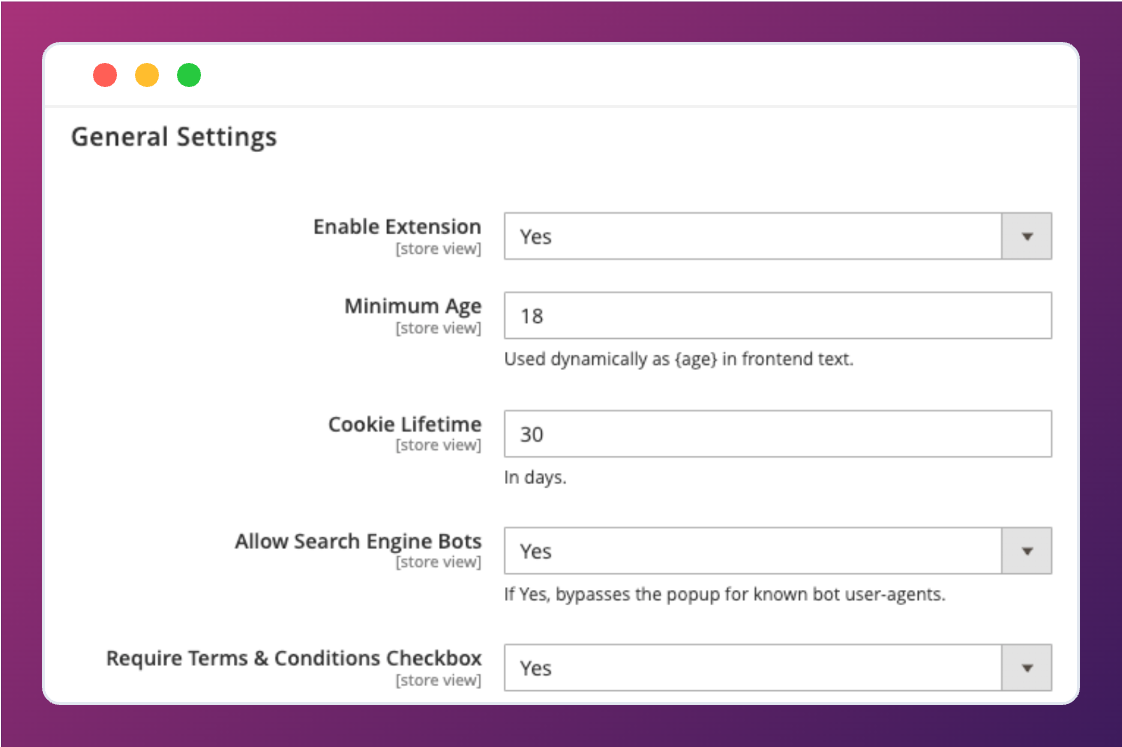 General Settings Configuration