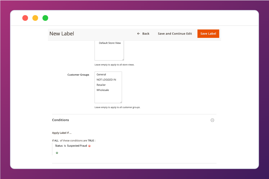 Rule Builder Conditions Dashboard
