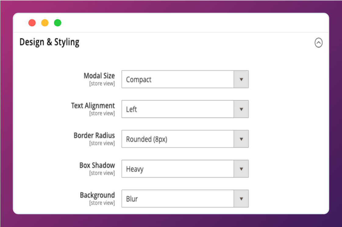 Design Layout Settings