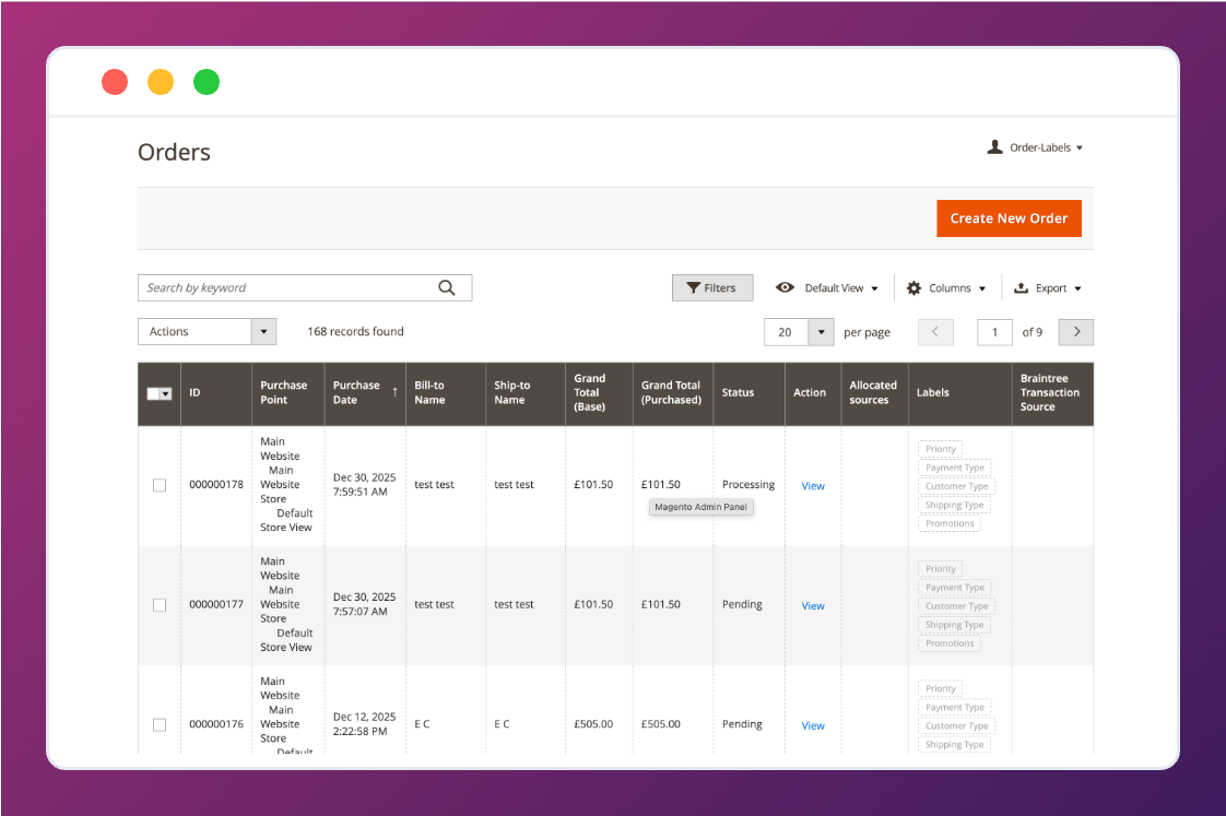 Magento Order Grid Custom Label Columns