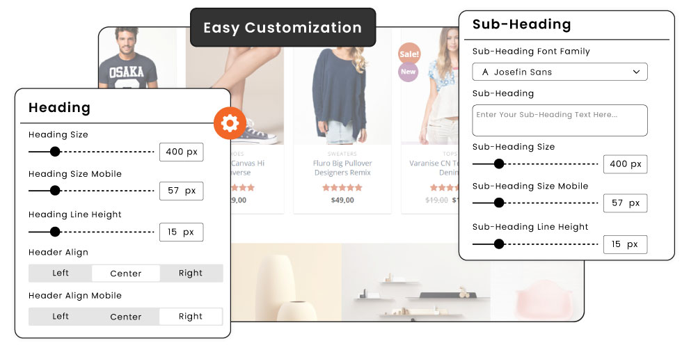 heading and sub heading configuration for Shopify Media with Text Section