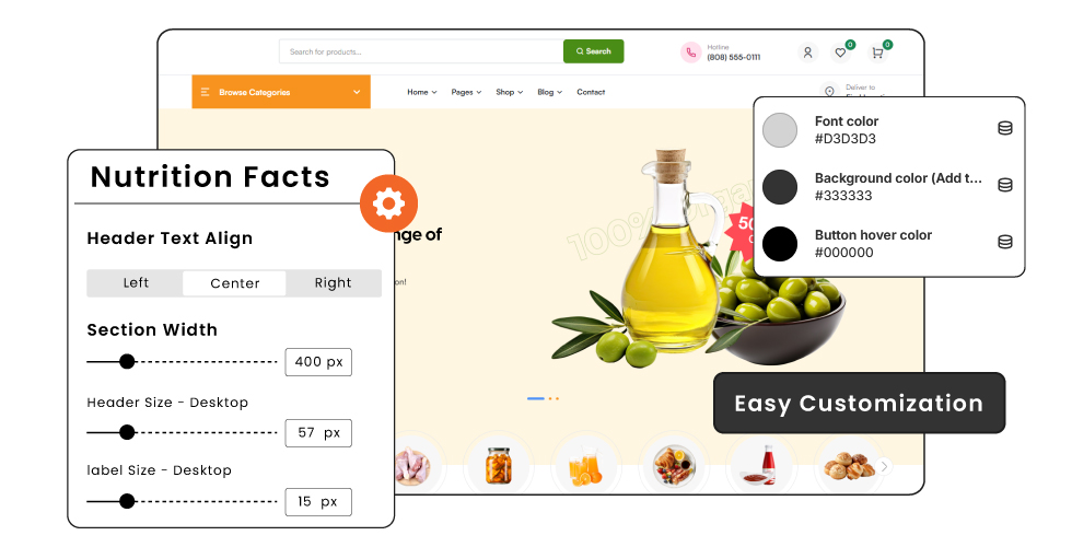 Shopify Nutrition Facts Style and configuration
