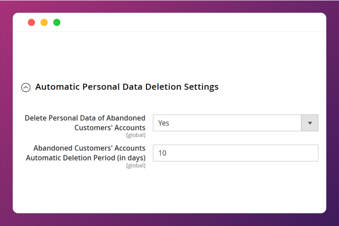 Automatically delete customer personal data with the Magento 2 GDPR extension
