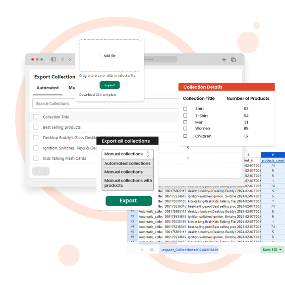 Shopify import and export collections via csv