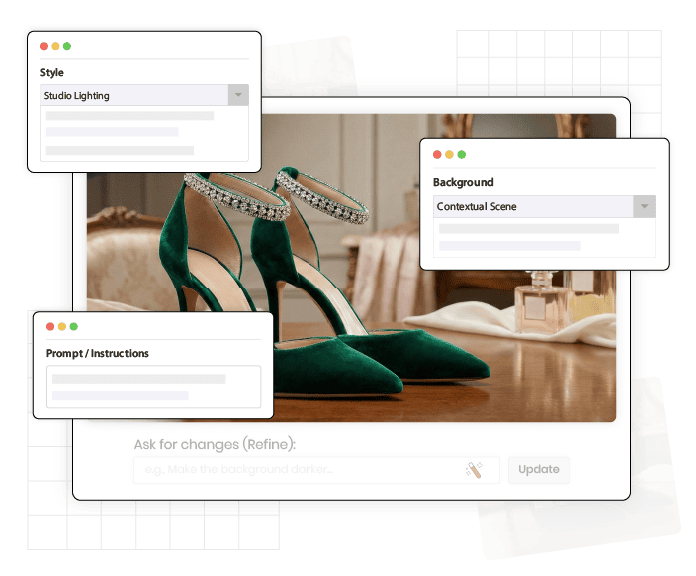 Generatation image from scratch using the AI product studio for Magento 2 store