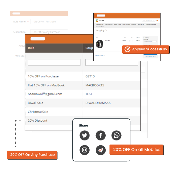 screenshot of configure coupon code in Magento 2