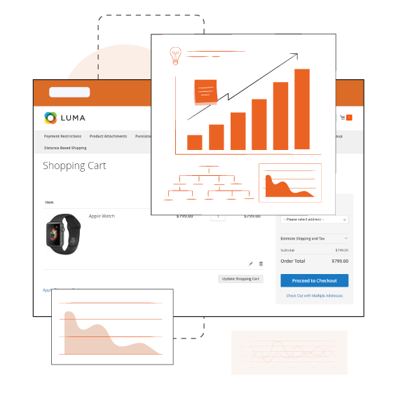 graphs representing the conversions going up and bounce rate going down
