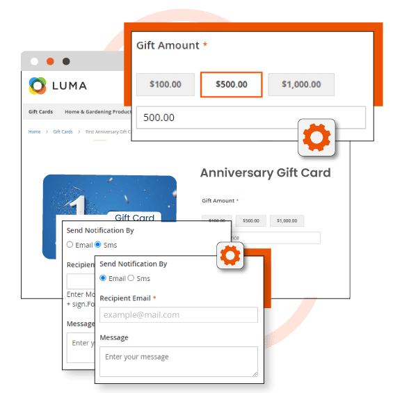 Gift card personalization for a customer from Magento admin