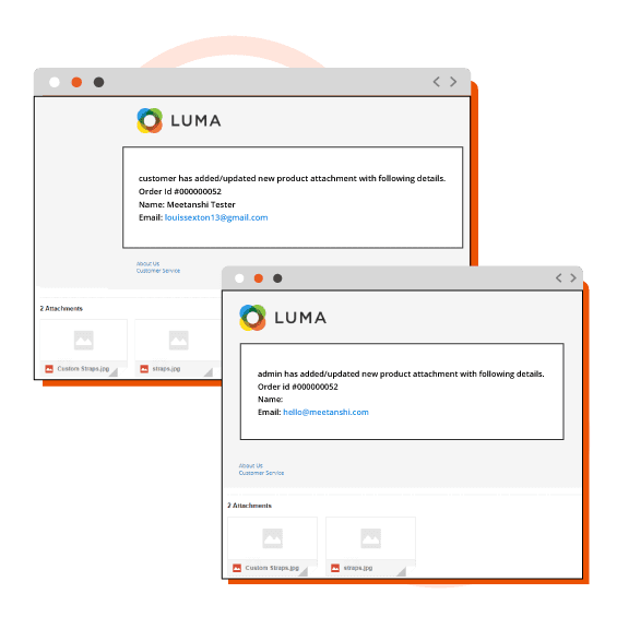email notification for the order with file attachments