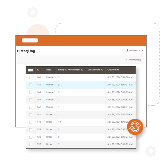 Access historical data export logs from Magento 2 QuickBooks Online dashboard