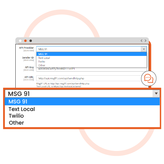 admin configuration for sms api set up