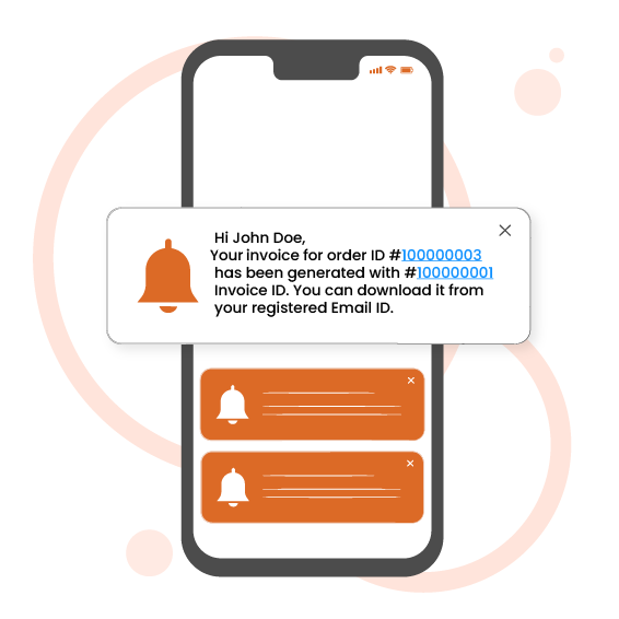 mobile screen with sms notification for customer about order