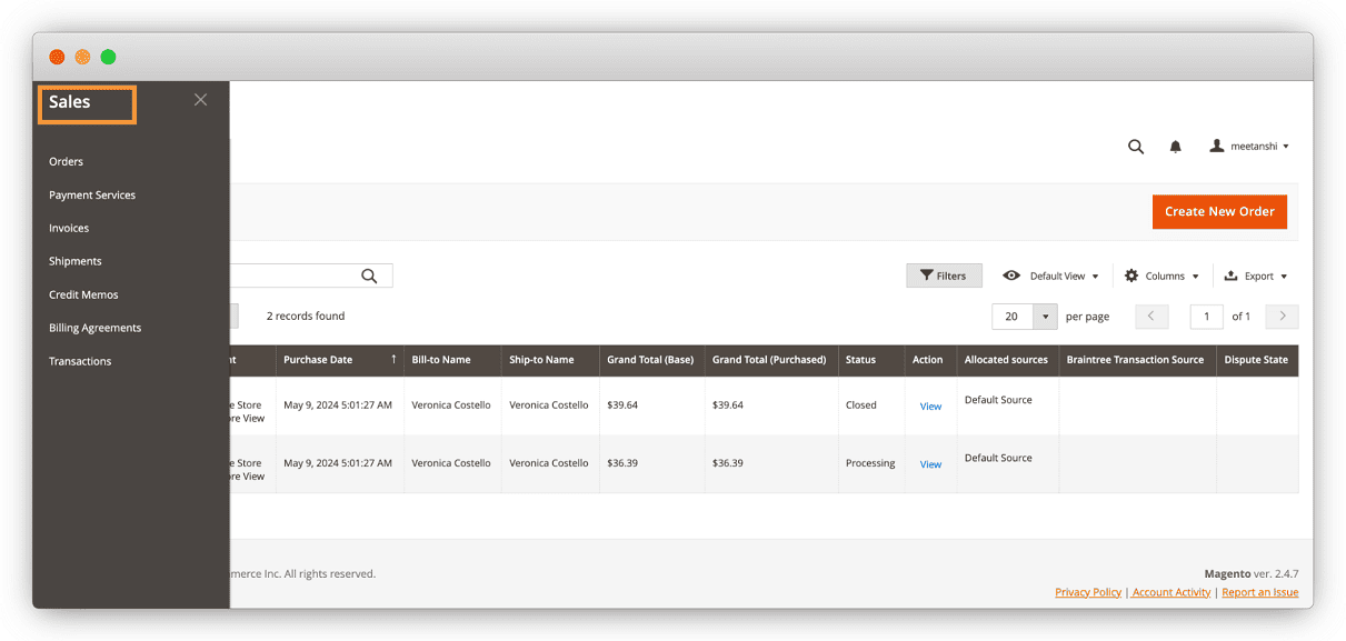 Sales dashboard in Magento 2