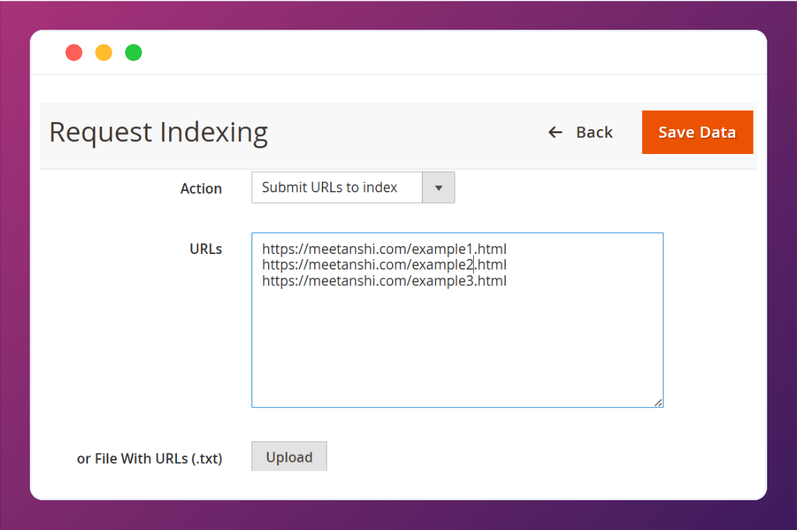 Send bulk indexing requests with the Magento 2 Google Indexing API extension.