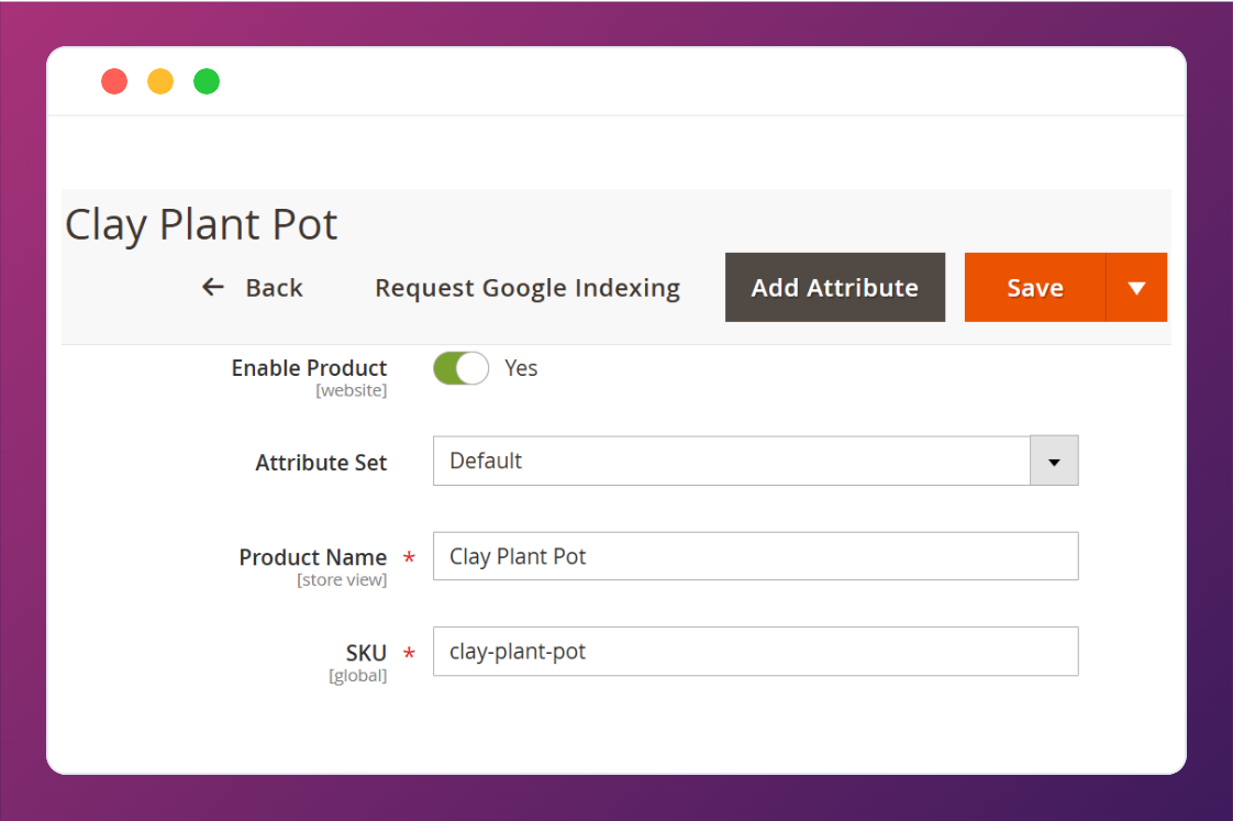 Manually submit a page for indexing using the Magento 2 Google Indexing API extension.
