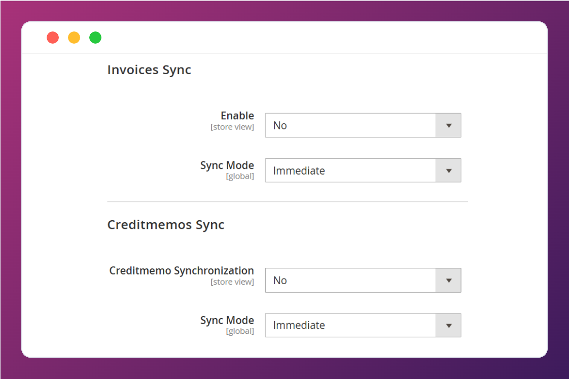 Sync accounts, invoices, and credit memos using the Magento 2 Odoo Connector.
