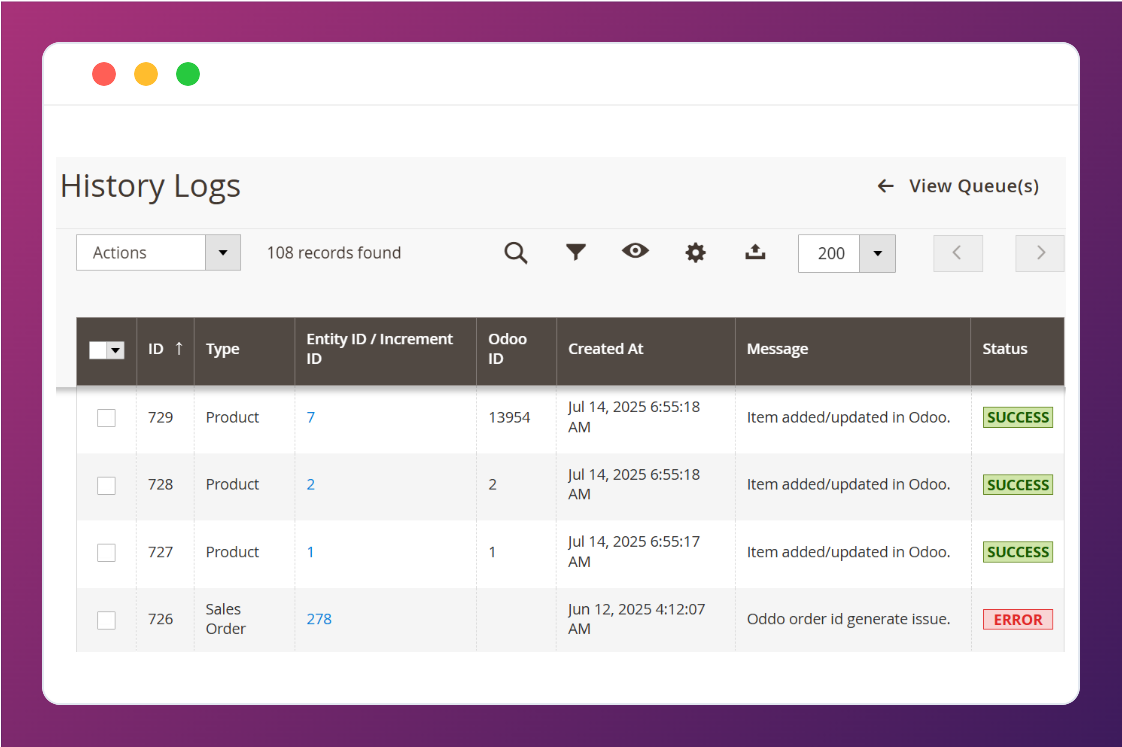 Manage all Magento 2 and Odoo synchronization tasks from the backend.